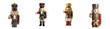 © sesafy - Four decorative nutcracker figures in military uniform isolated on black transparent background