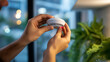 © Laura - Person hand inserting, battery in detector, smoke alarm maintenance, fire safety upkeep, home security service, residential protection care, device power supply, faceless hands wor