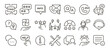 © Pedro - Customer service, technical support and FAQ line icon set. Contact center, chatbot, customer feedback vector symbols. Helpdesk, online assistance, review editable stroke outline icons