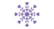 © CreativeGrid - Elegant and romantic purple snowflake design created from interconnected hearts and floral-like elements, isolated on a white background.