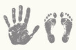 © SAGOR - Set of fingerprint marks engraving style illustration. grunge texture prints, human palm and soles, body marks art, fingerprint pattern, vintage style. Eps 10