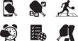 © Husne - Pickleball sport game racket ball play match court paddle competition icon set