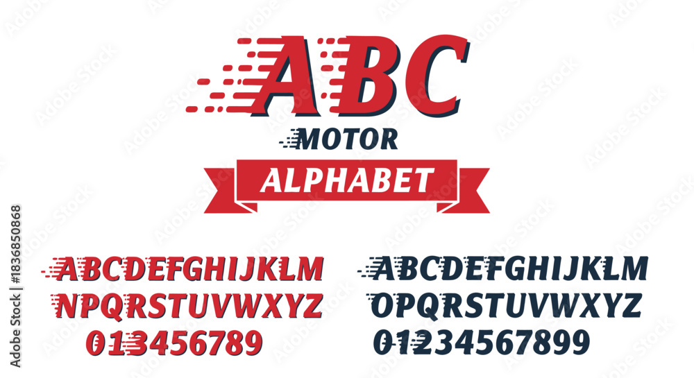 Dynamic lettering and numbers with a sense of speed and motion, perfect ...