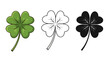 © Budi Studio - A vibrant collection of stylized four-leaf clover illustrations, embodying themes of good fortune, Irish heritage, and prosperity, ideal for festive design projects and symbols of luck