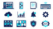 © Aang - Modern business and technology icons for presentations, apps, and websites showing data, cloud, video calls, security, and team project management