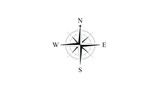Minimalist Compass Rose Navigational Symbol on White Background.
