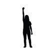 © azad - Female activist silhouette with raised fist, woman power protest symbol vector illustration