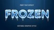© MST.ANTOR MONI AKTER - Editable graphic style text effect for the word frozen with ice and frost texture on a dark blue background, psdt text effect