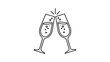 © Thai - Minimalist Outline Icon of Two Champagne Flutes Clinking in a Toast, Representing Celebration, Festivity, Joy, and Elegant Occasions in a Clean Graphic Design