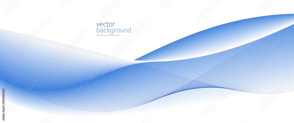 Flowing blue curve shape with soft gradient vector abstract background ...