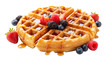 © FalghiStock - Golden waffle with berries and syrup closeup