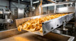 © Chan_Studio - Industrial Potato Chips Production Line with Freshly Fried Snack Chips on Conveyor Belt in Modern Food Processing Factory