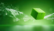 © javu - Green e commerce globe concept with floating parcel symbolizing sustainable online delivery