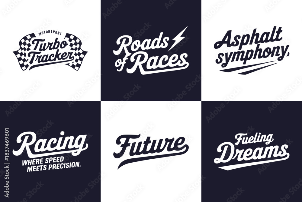 Tracker Lettering Motorsport script typography set with turbo tracker lettering, racing ...