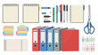 © Bang - Colorful stationery supplies including notebooks pens binders and scissors are neatly arranged