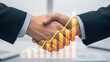 © duwi - Two professionals shaking hands, overlaid with a glowing upward trend line and growing bar graph. Growth