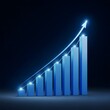 © MDASIK - Blue bar graph with upward arrow indicating growth and success