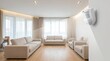 © gankevstock - Modern living room interior with light furniture and smart home security sensor