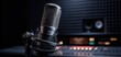 © Studio Nova - The Microphone in a professional recording studio with pop filter and mixing console background