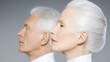 © KohXD - A woman and an older man engaging in retirement readiness planning in a clean conceptual visualization design