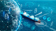 © Yellow Boat - Future Supply Chain cyber security container smart port. Ocean Carriers, Freight marine cargo ship AI technology logistics tracking digital automation freight networks. Big Data risk mitigation