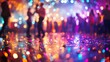 © adobestocker1 - A glittery New Year Eve dance floor with people celebrating and colorful lights .