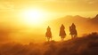 © Igor - Silhouettes of three wise men on horseback journeying through a golden desert at sunset .