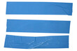 © Martin Piechotta - Blue Packing Tape Strips on White Background, Three Pieces, Flat Lay, Minimal Modern Composition