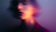 © Alex Photography - Artistic blurred portrait featuring vibrant orange and purple lighting, creating a dreamy, ethereal atmosphere with soft focus.