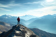 © YouAreBeautiful - Hiker Experiencing Freedom Atop a Mountain with Expansive Views