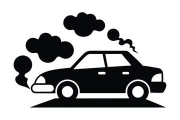  car pollution black and white silhouette on white background