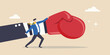 © Sourav - A determined businessman struggles to push a massive red boxing glove forward