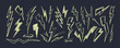 © Lena - Thunder lightning. Bolt doodle crayon sketch vector hand drawn