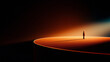 © Lustre Art Group  - Modern composition. Man on circular glowing stage in warm minimal scene. Concept of leadership, future digital design, finance strategy metaphors, AI creativity, immersive editorial storytelling.