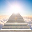 © Shousei - 暗く静かな空間の中に、空へとまっすぐ伸びる光の階段。柔らかな発光と青白い光が、ミニマルで幻想的な印象を演出。
