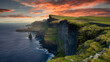 © Md Saiful Islam Siam - Dramatic cliffs of ireland overlooking the atlantic ocean under a fiery sunset sky