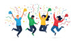 © Ajhar234 - Celebration of Happiness: A vibrant group of people celebrate joyfully, leaping into the air with radiant smiles amidst a shower of confetti and streamers. A picture of pure euphoria!