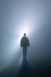 © Andrii Zastrozhnov - Mysterious silhouette of male walking in foggy light