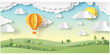 © MDJAHIRULISLAM - A set of colorful vector banners illustrating a fun summer landscape with hot air balloons flying in the blue sky and green nature