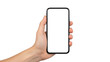 © Galih - Hand Holding Smartphone with Blank Screen, Technology Showcase, Minimalist Studio Environment, Close-Up View