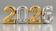 © Matt - 3D-rendered typographic design of the year 2026 with gold and silver metallic digits on a gradient background