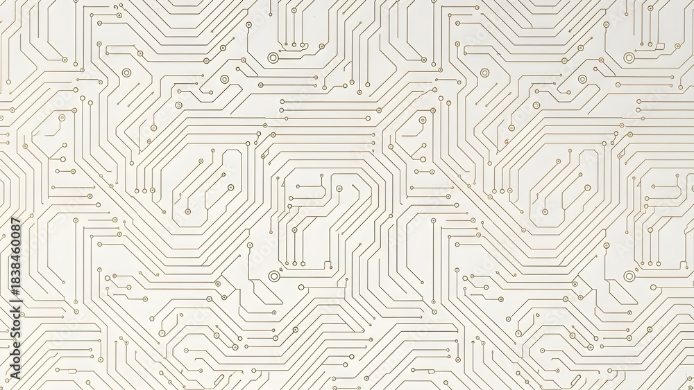 Abstract Seamless Geometric Circuit Board Pattern Gold Lines