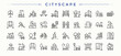 © Rubbble - Cityscape linear icon set. Minimalist linear icons. Editable vector stroke. Ground icon set. Contains outline symbols like lake, city park, urban, park, outdoor and more.
