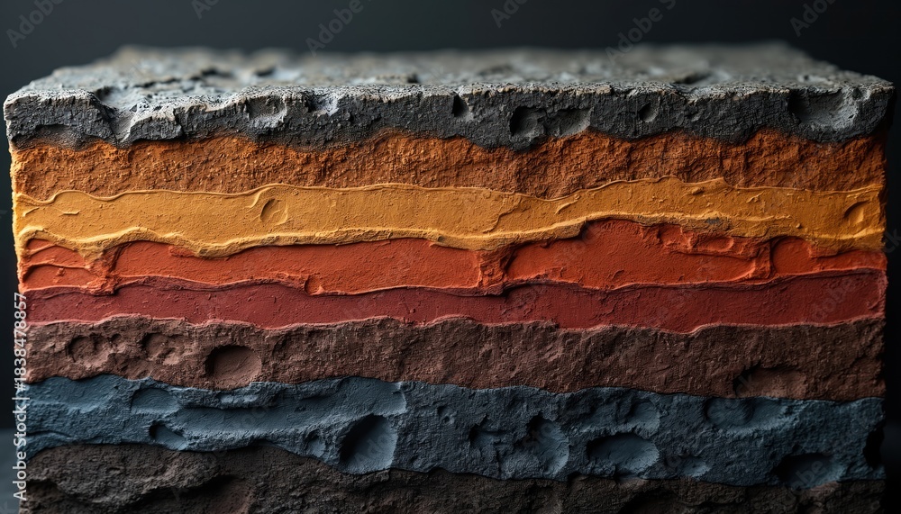 Cross section of earth strata showing layers of soil and rock ...