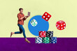 © deagreez - Collage with colorful casino chips cards dices representing online gambling poker betting e-gaming entertainment