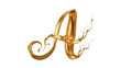 © Ahmad - Abstract flowing gold liquid forming the elegant letter “A” in a calligraphy style, isolated on a clean white background, ideal for luxury design, modern branding, and premium decorative artwork.