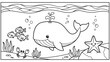 © 4Max - Underwater adventure with happy whale and friends in playful black and white