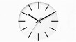 © kadek - Minimalist white clock face with black hands and markers, showing the time precisely