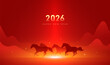 © jm - Year of the Horse Red New Year banner background