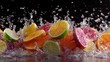 © Pixor2 - Vibrant citrus slices explode with refreshing water splashes creating dynamic, juicy, and invigorating visual appeal for healthy lifestyle content.